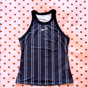 Nike Women's Black and White Striped Tank Top